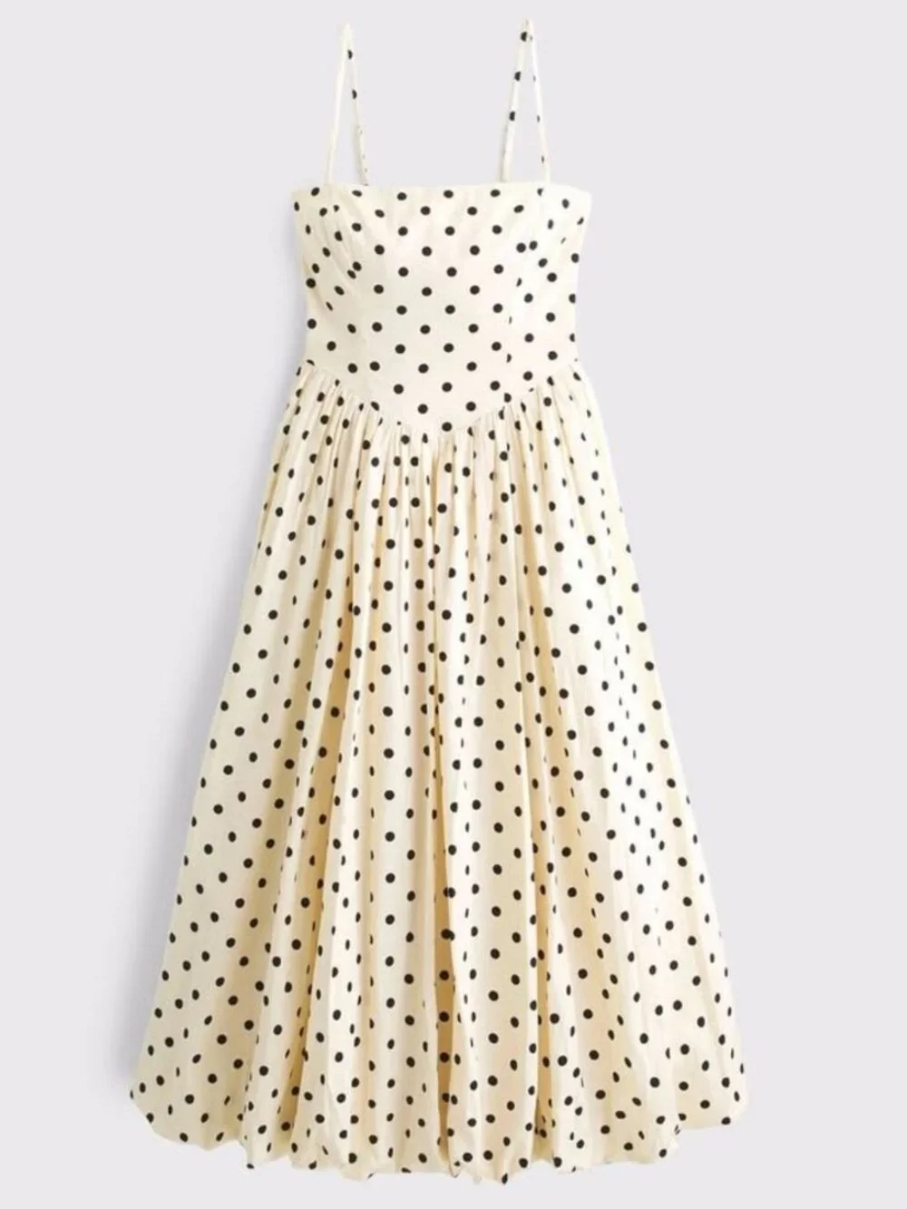 NWT Abercrombie & Fitch Dipped-Waist Bubble Hem Polka Dot Midi Dress M